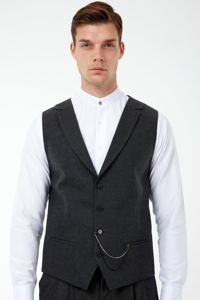 LAGUNA - Grey Collared Flannel Waistcoat - Jack Martin