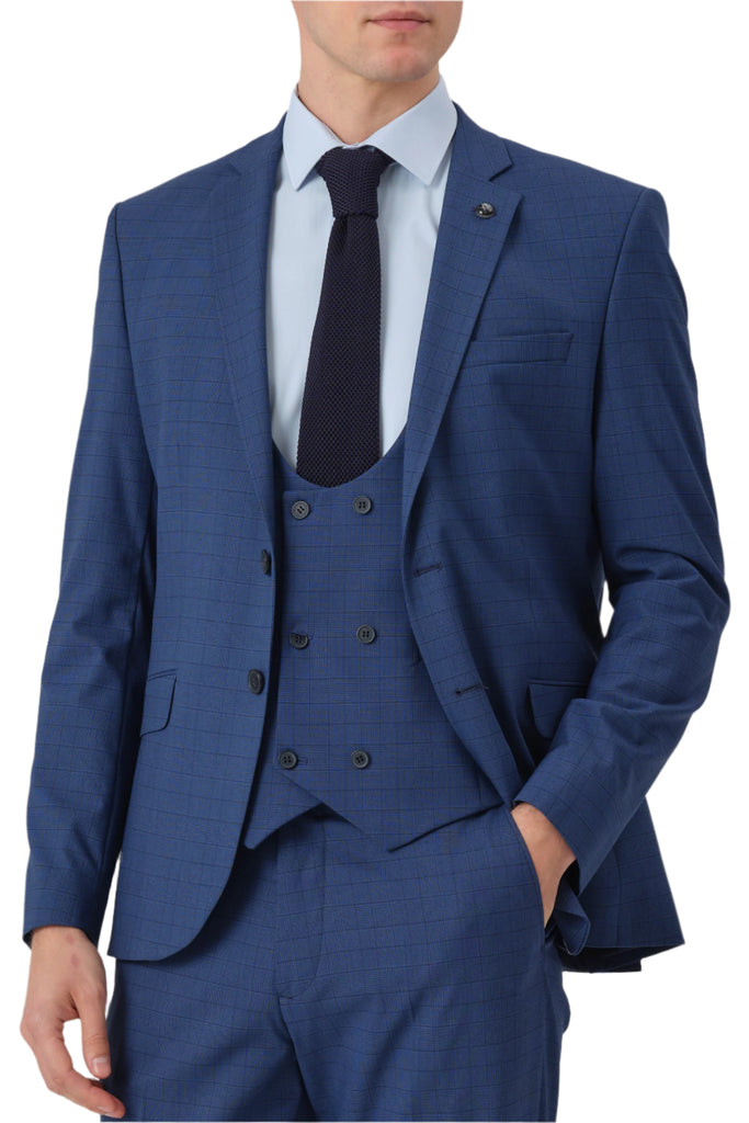 HENRY - Blue Glen Check 3 Piece Suit - Jack Martin Menswear