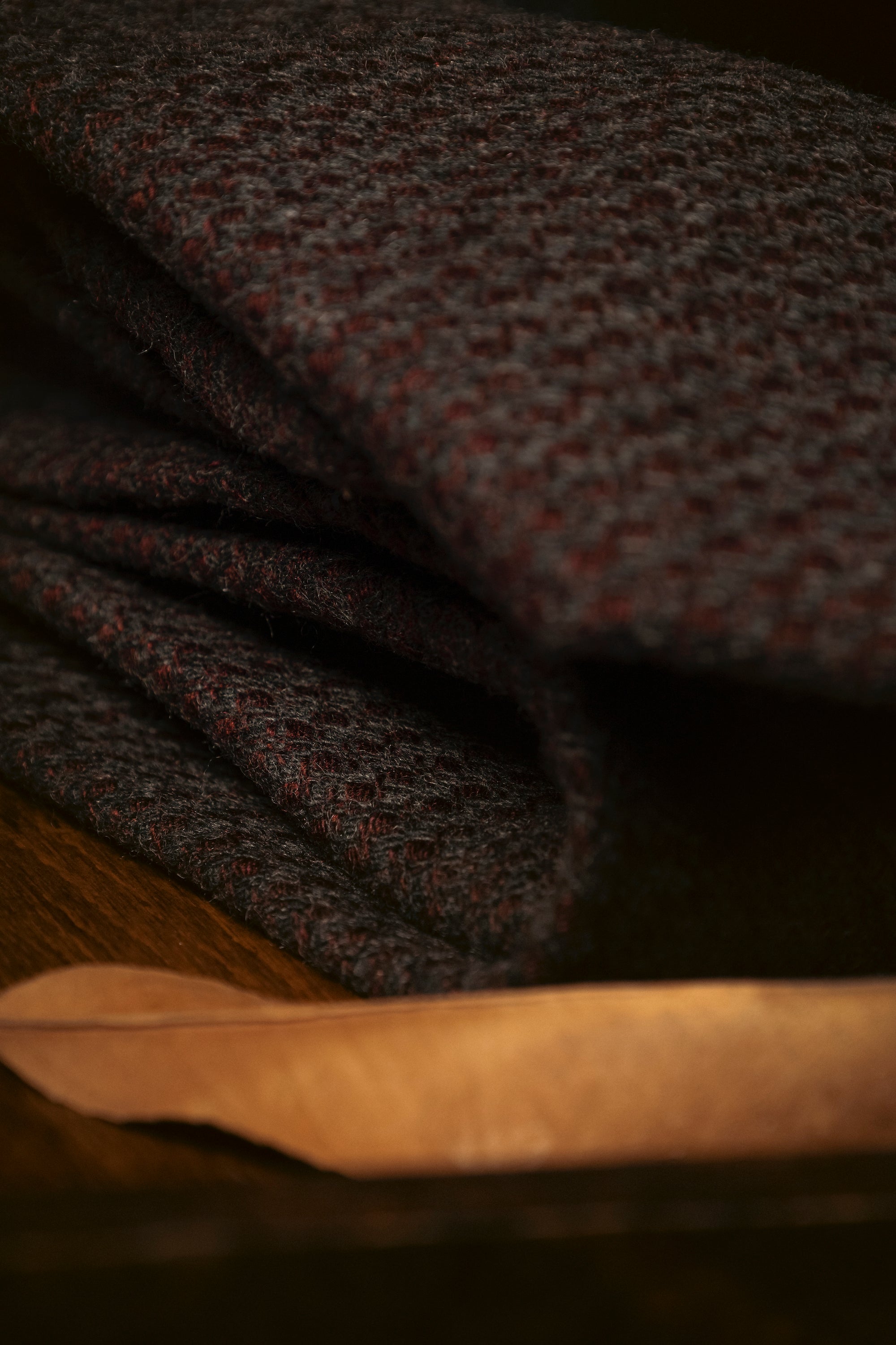 Tie & Hanky Set: Grey & Burgundy Patterned Wool Tie & Hanky - Jack Martin