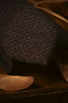 Tie & Hanky Set: Grey & Burgundy Patterned Wool Tie & Hanky - Jack Martin