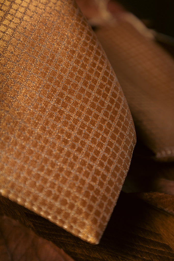 Tie & Hanky Set: Gold Textured Tie & Hanky - Jack Martin