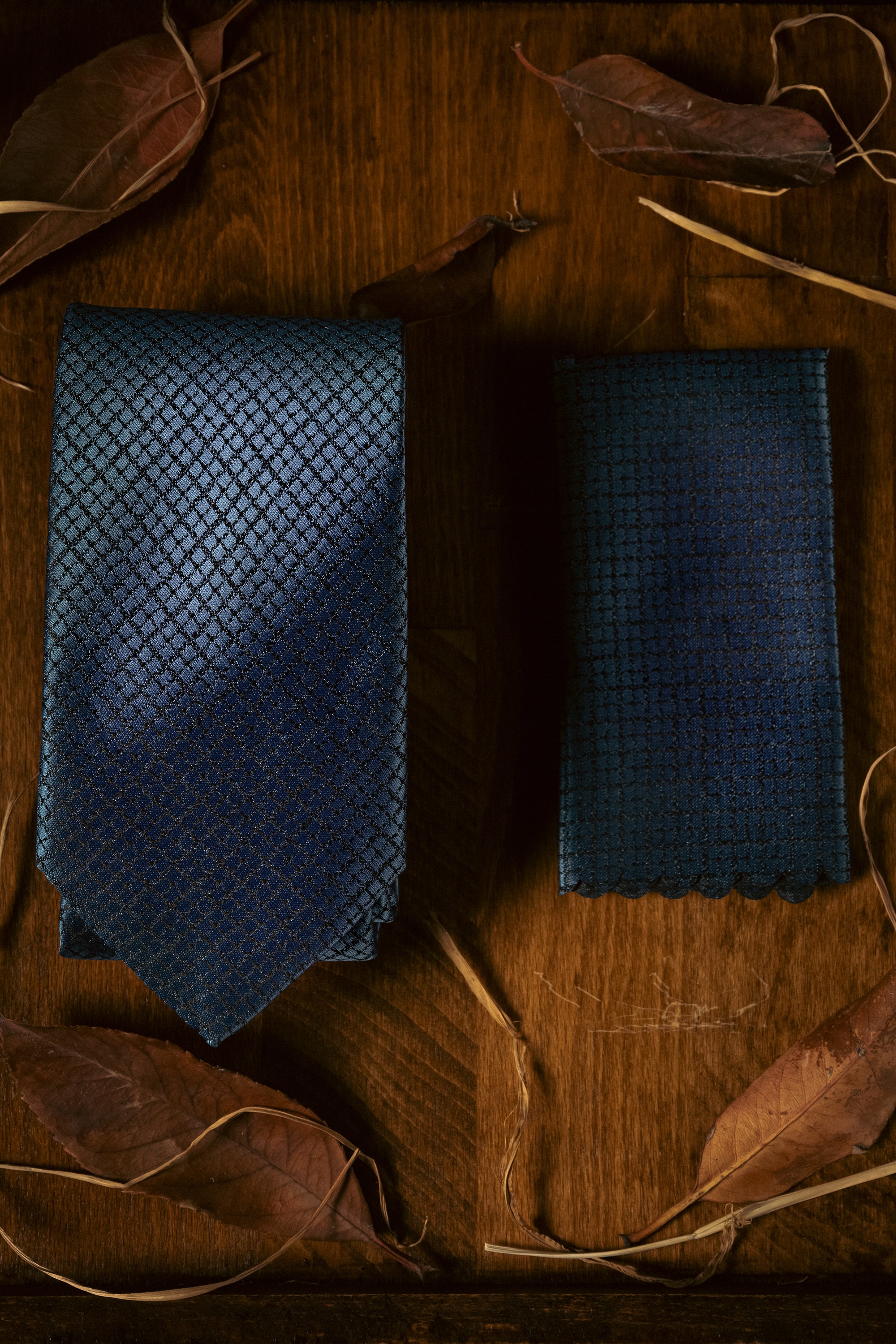 Tie & Hanky Set: Blue Textured Tie & Hanky - Jack Martin