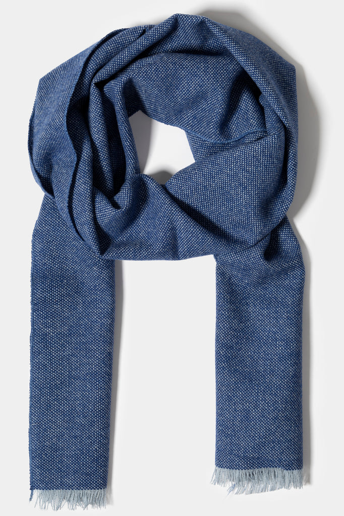 Blue Wool Tweed Scarf - Jack Martin Menswear