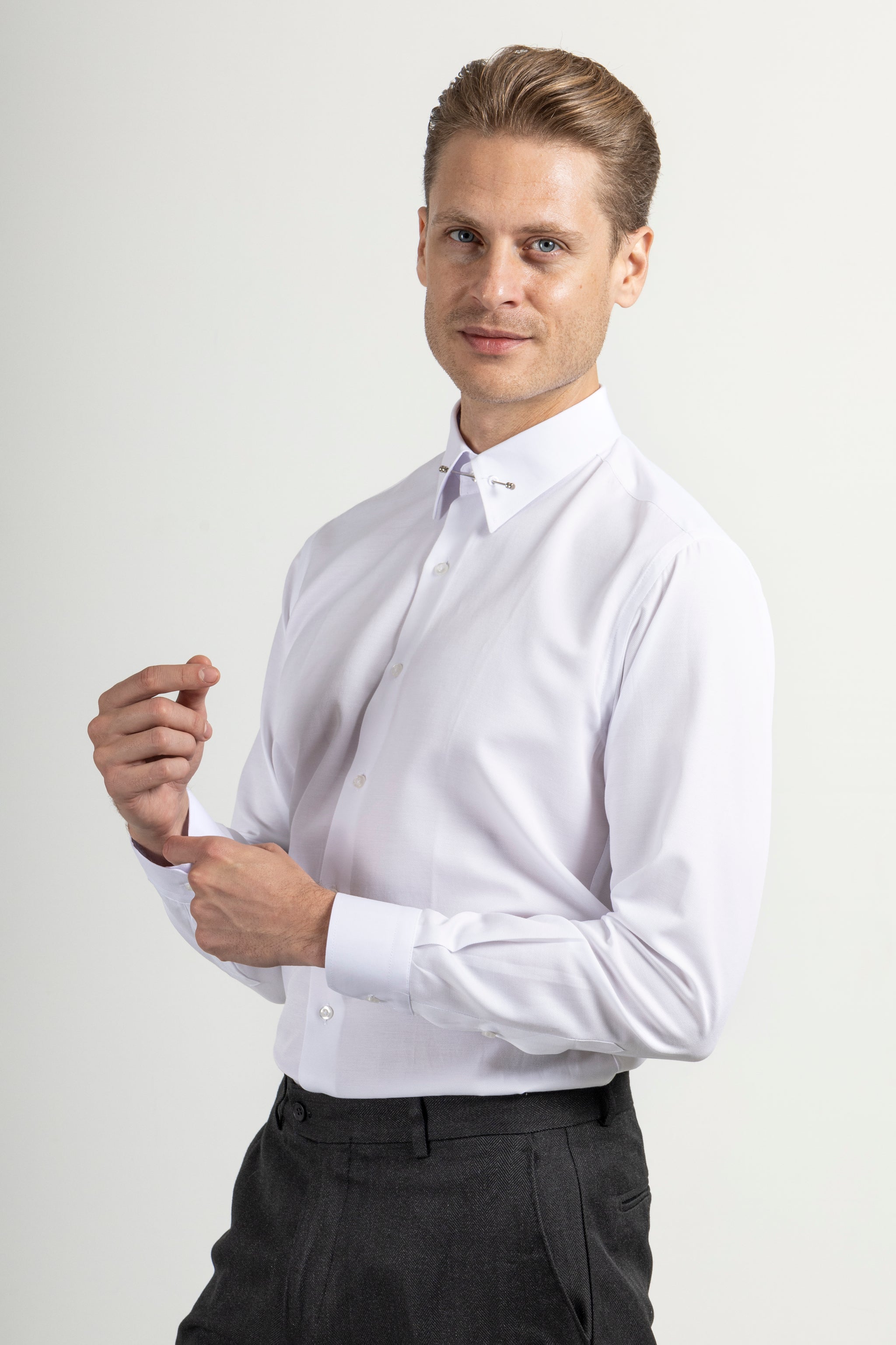 ADAM White Oxford Pin Collar Shirt Jack Martin Menswear