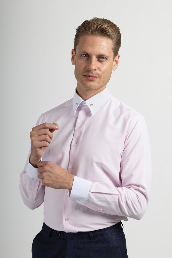 ADAM - Pink Oxford Pin Collar Shirt - Jack Martin