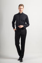 WILLIAM - Black Wing Collar Double Cuff Dress Shirt - Jack Martin