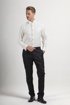 WILLIAM - Off White Wing Collar Double Cuff Dress Shirt - Jack Martin