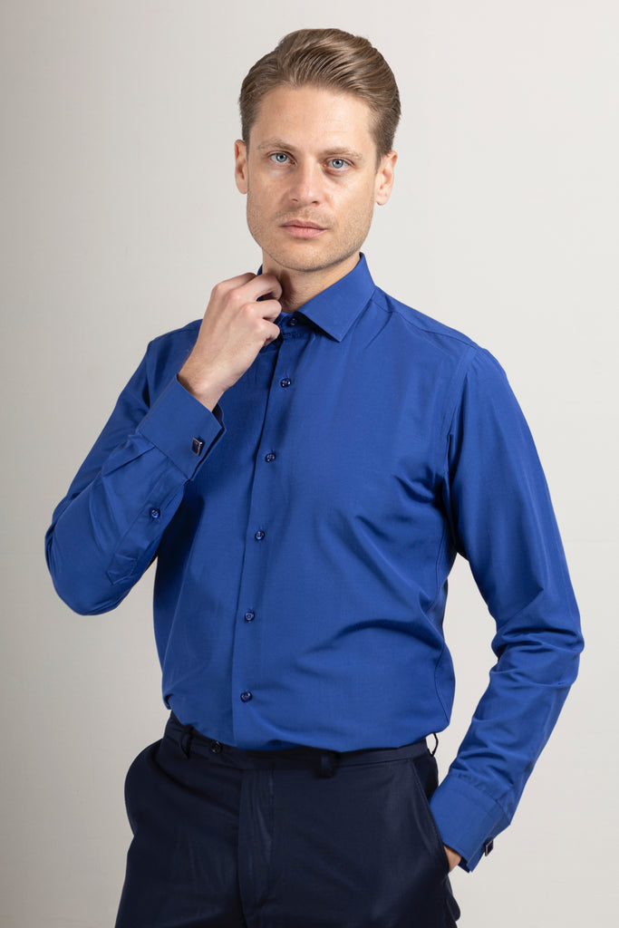 GEORGE - Royal Blue Formal Slim Fit Shirt with Cufflinks - Jack Martin