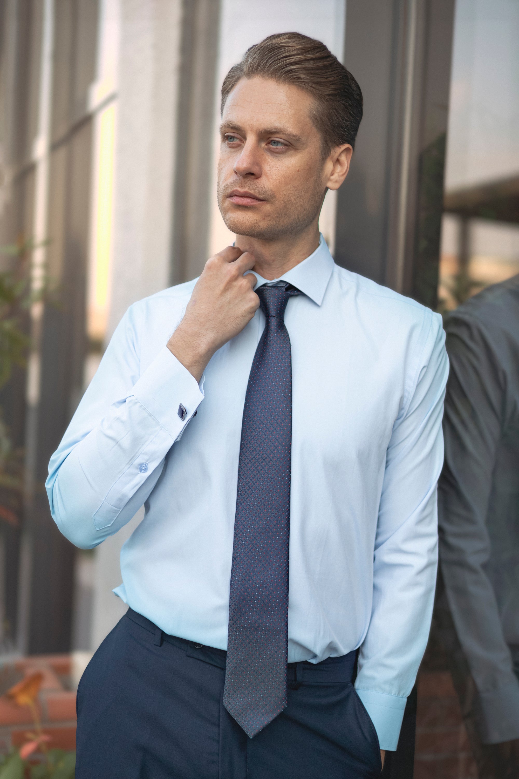 GEORGE - Blue Formal Slim Fit Shirt with Cufflinks - Jack Martin