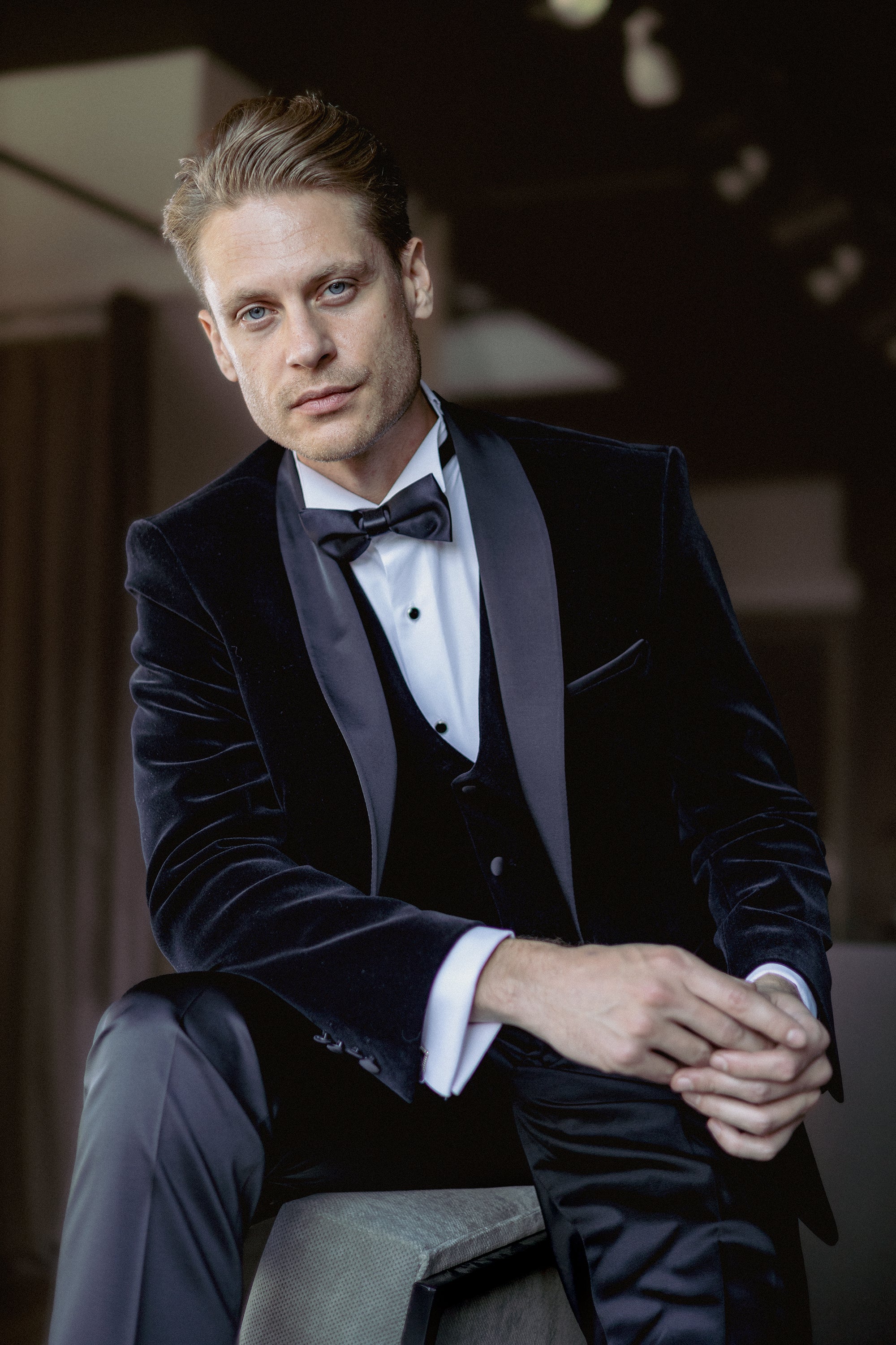 GABRIEL Black Velvet Dinner Tuxedo Jacket - Main Image