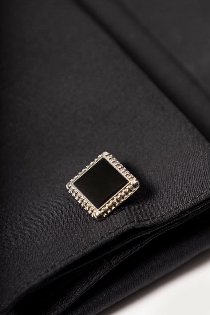 WILLIAM - Black Wing Collar Double Cuff Dress Shirt - Jack Martin
