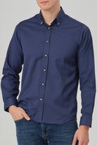 LIAM - Blue Dobby Stripe Button Down Casual Shirt - Jack Martin