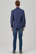 LIAM - Blue Dobby Stripe Button Down Casual Shirt - Jack Martin