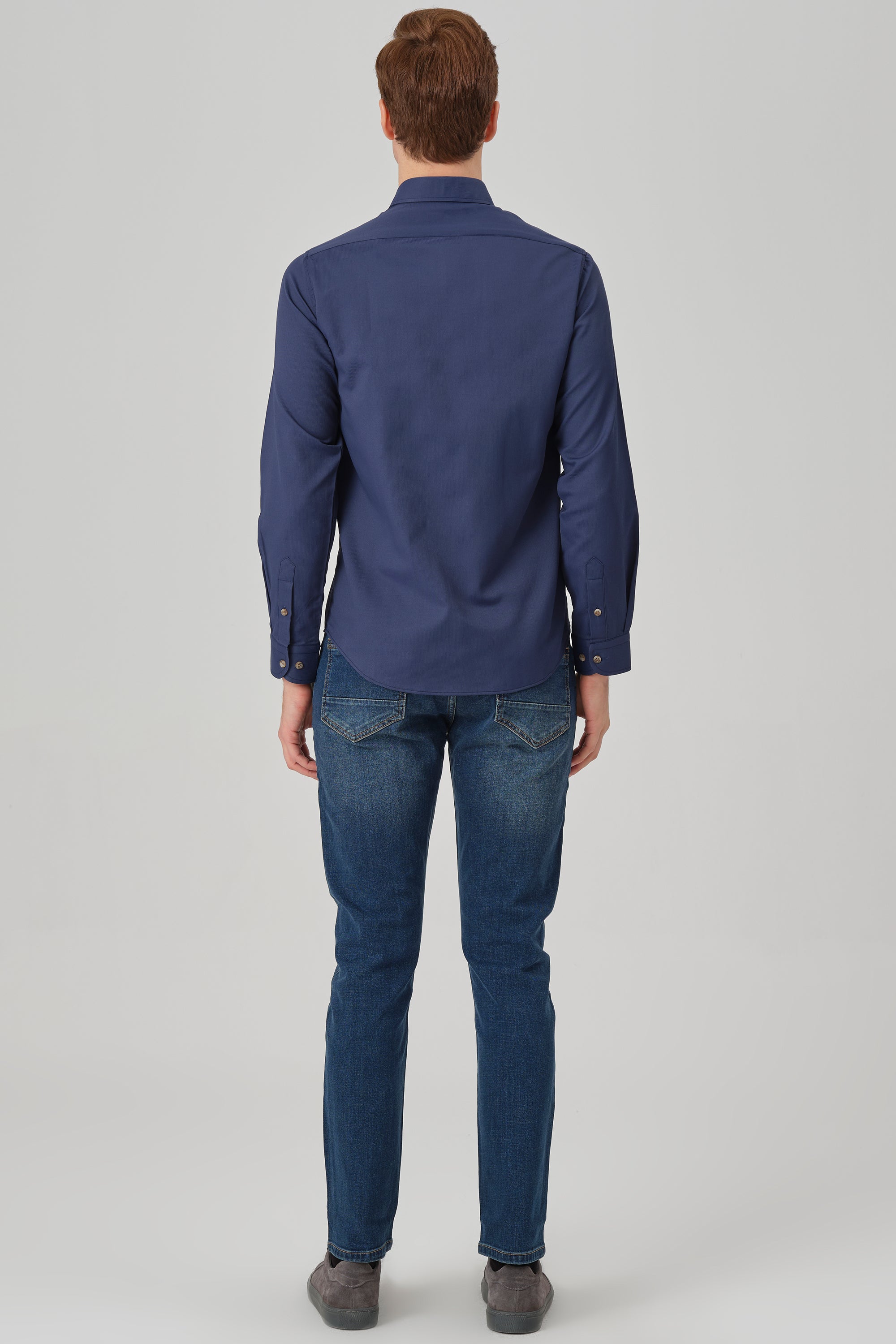 LIAM - Blue Dobby Stripe Button Down Casual Shirt - Jack Martin
