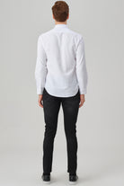 LIAM - White Dobby Stripe Button Down Casual Shirt - Jack Martin