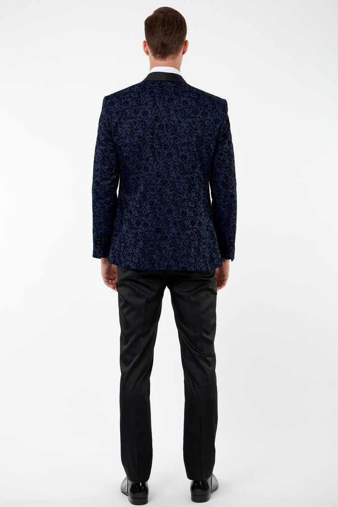 FLORAL - Midnight Blue Velvet 3 Piece Suit & Tuxedo - Jack Martin Menswear