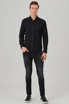 NOAH - Black Waffle Button Down Casual Shirt - Jack Martin