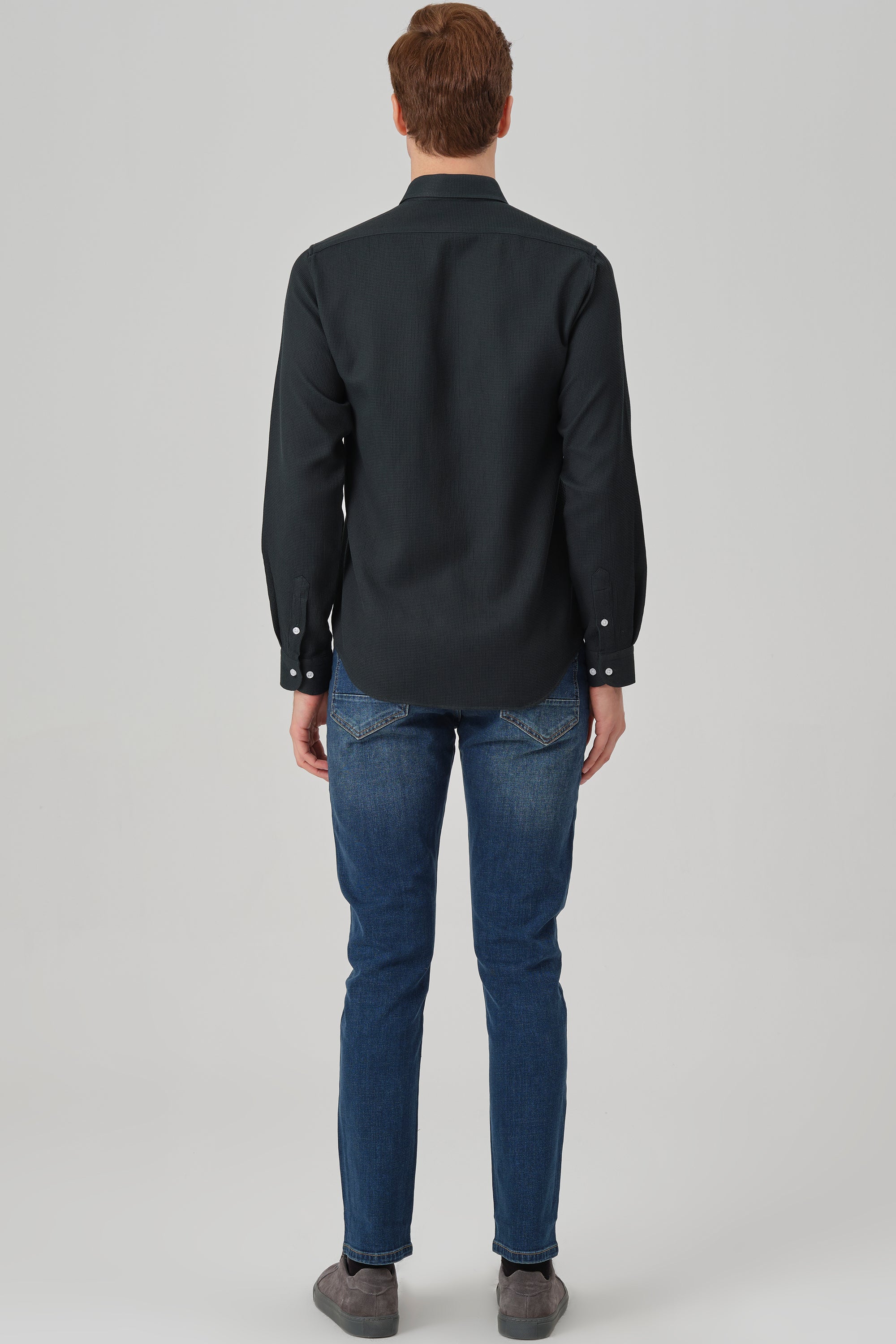 NOAH - Green Waffle Button Down Casual Shirt - Jack Martin