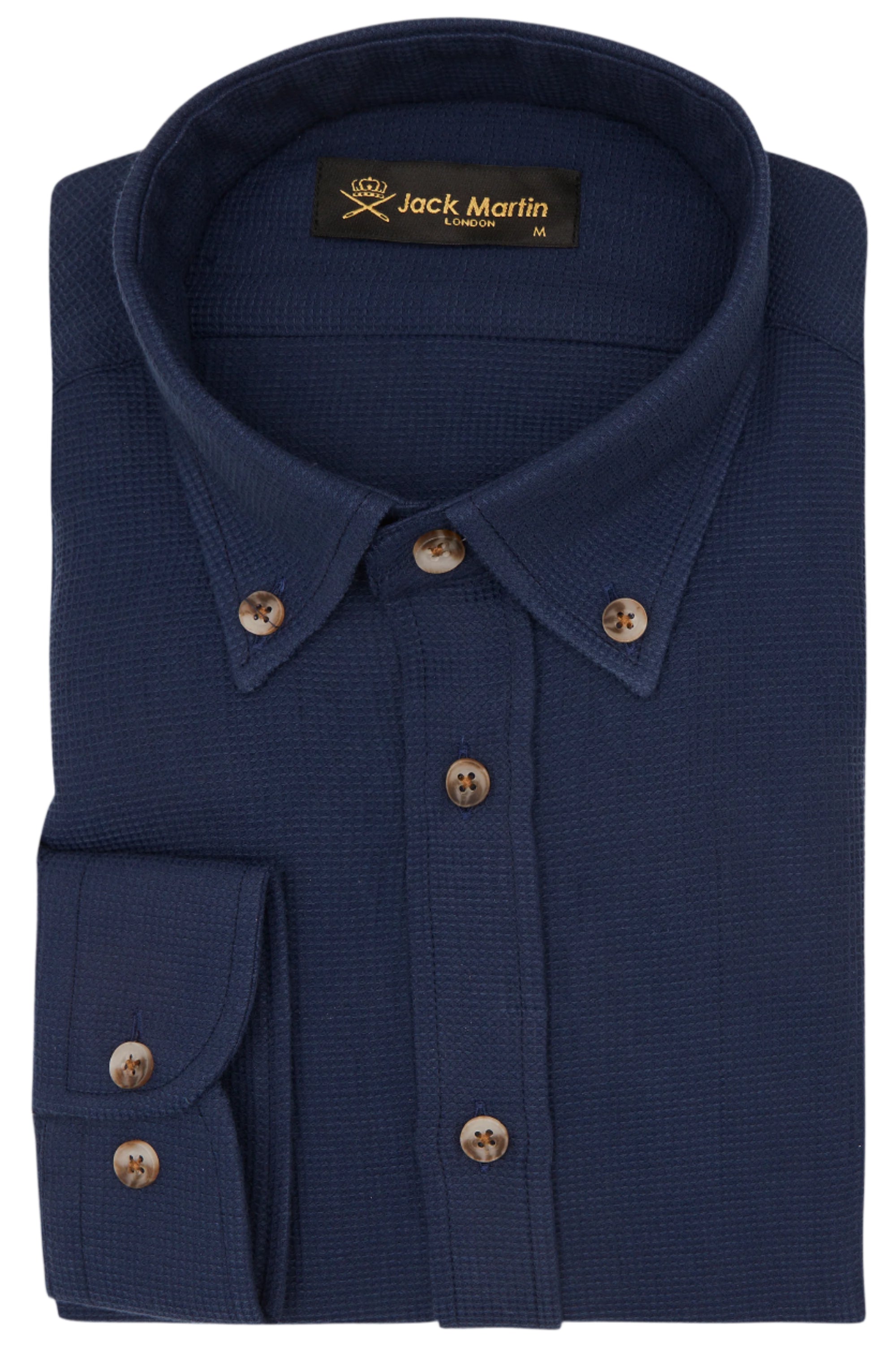 NOAH - Blue Waffle Button Down Casual Shirt - Jack Martin