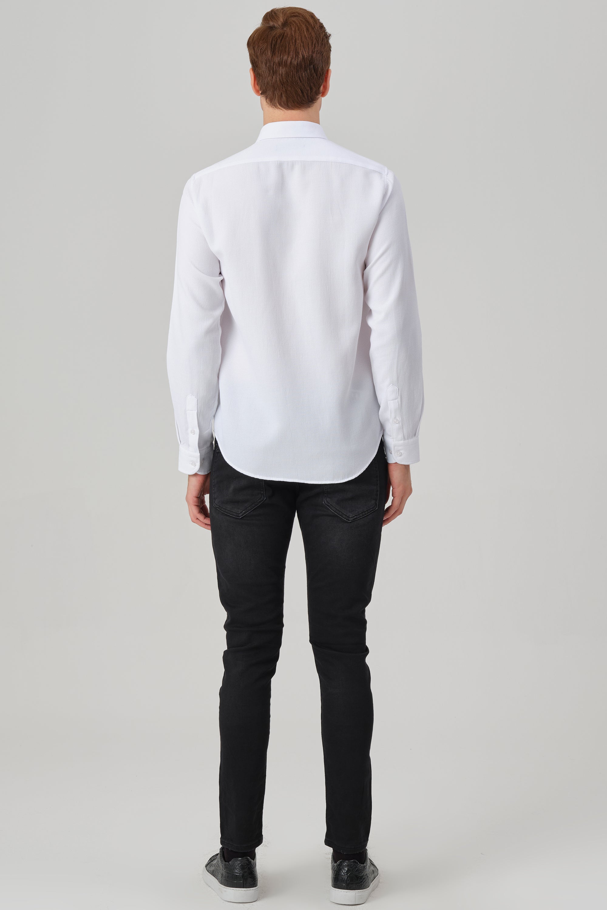 NOAH - White Waffle Button Down Casual Shirt - Jack Martin