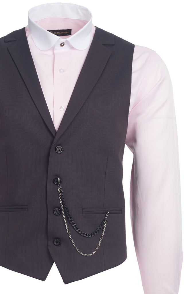 Bronze Brown Semi Plain Collared Suit Waistcoat (PERCY) - Jack Martin Menswear