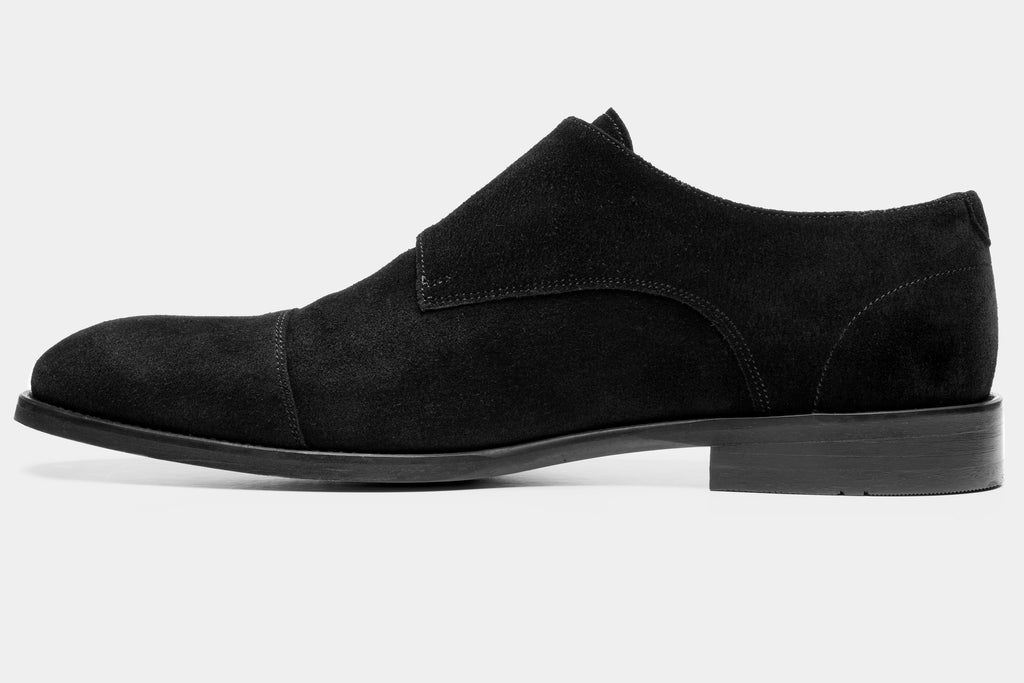 THOMAS - Black Suede Double Monk Strap Shoes - Jack Martin