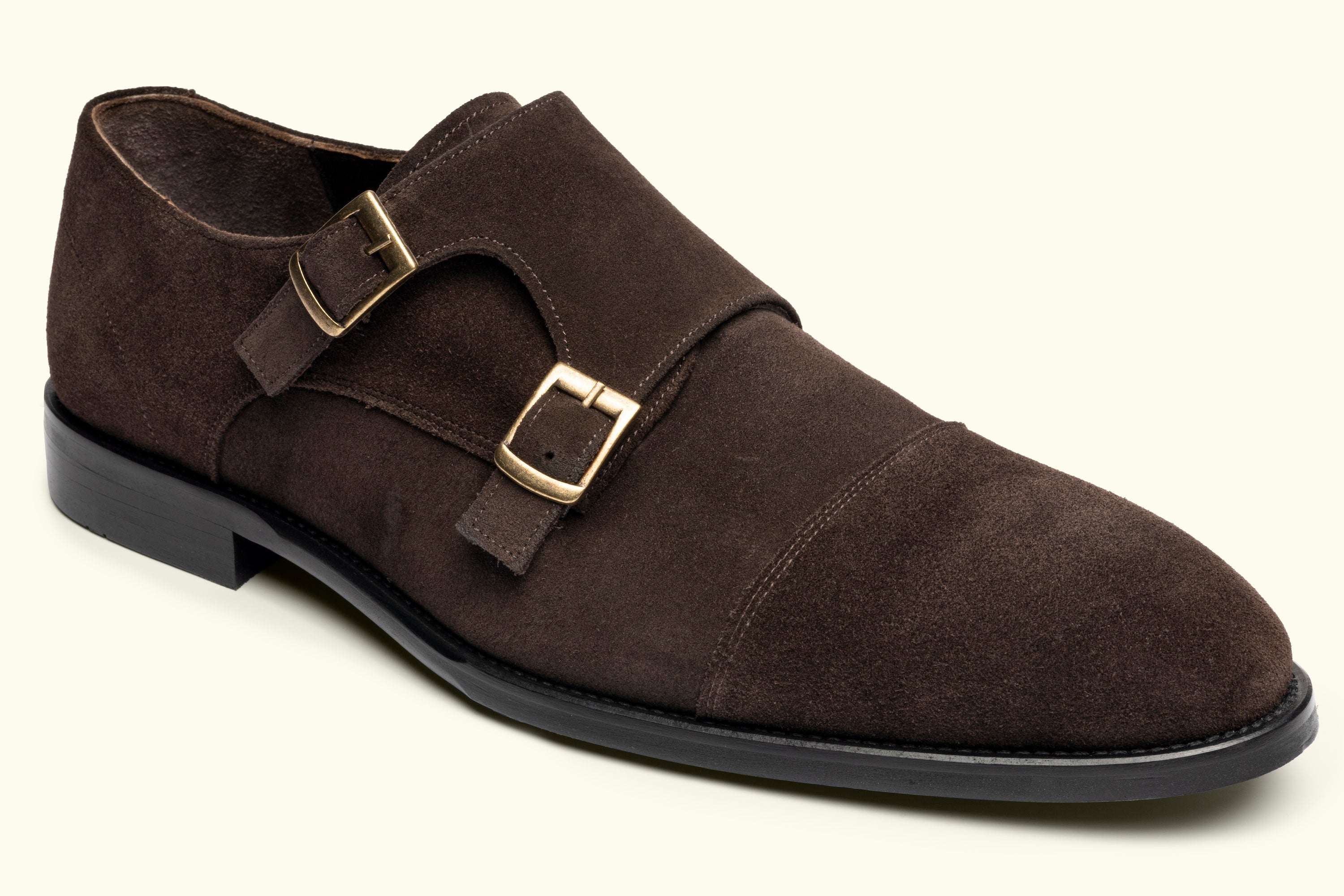 THOMAS Brown Suede Double Monk Strap Shoes