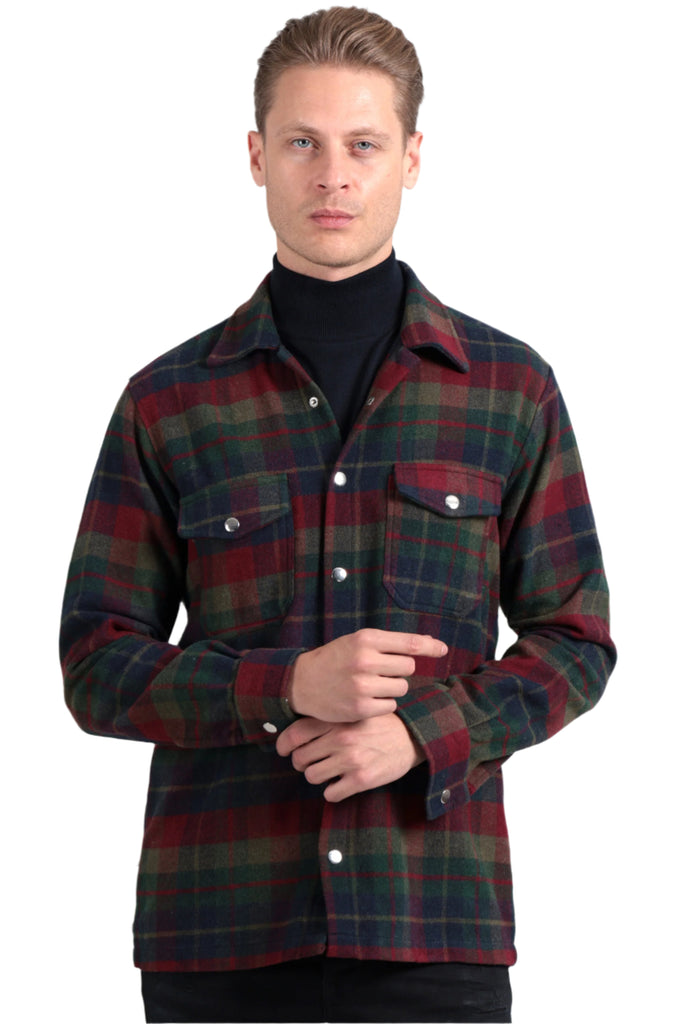 Theo - Green & Wine Check Overshirt - Jack Martin