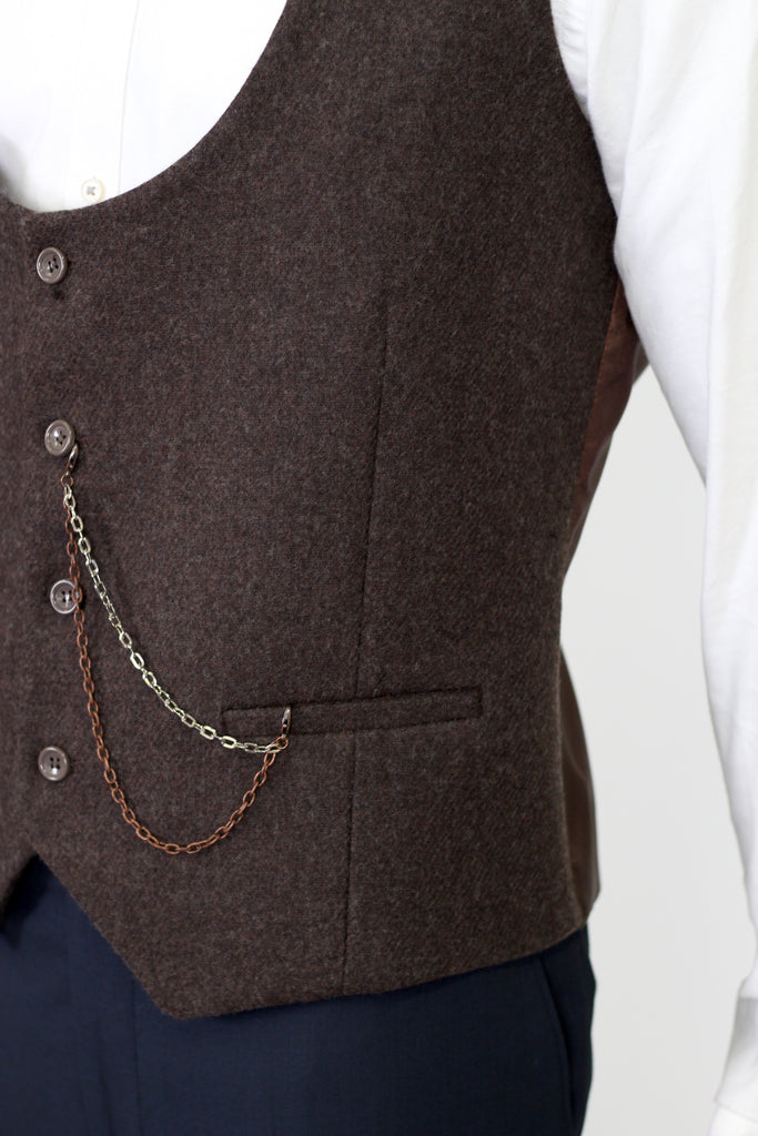 Brown Tweed Waistcoat - Jack Martin Menswear