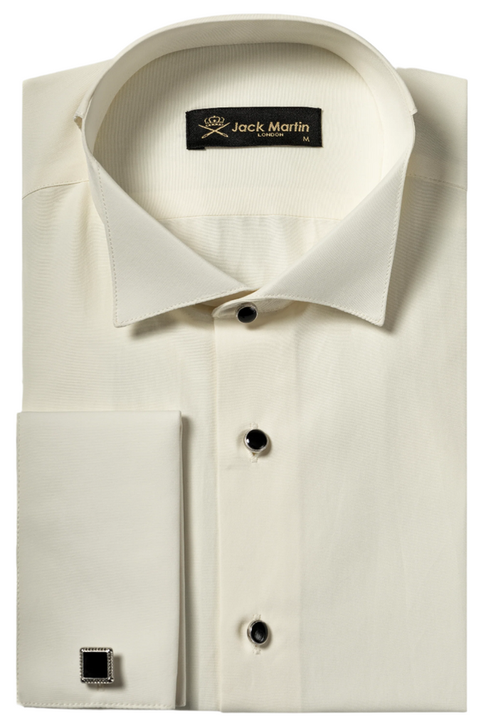 WILLIAM - Off White Wing Collar Double Cuff Dress Shirt - Jack Martin