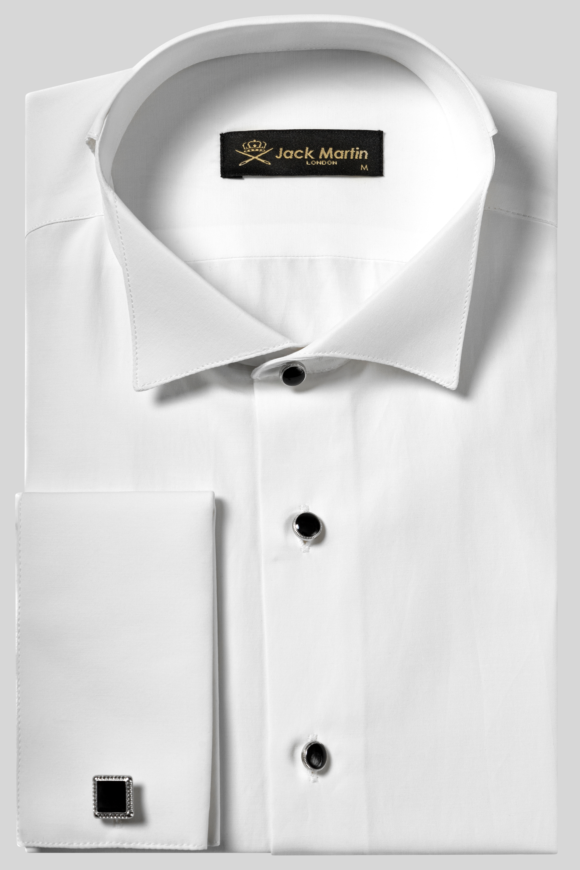 WILLIAM White Wing Collar Double Cuff Dress Shirt