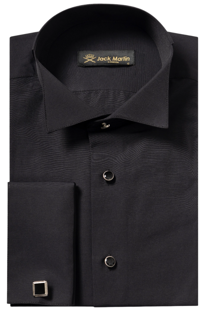 WILLIAM - Black Wing Collar Double Cuff Dress Shirt - Jack Martin