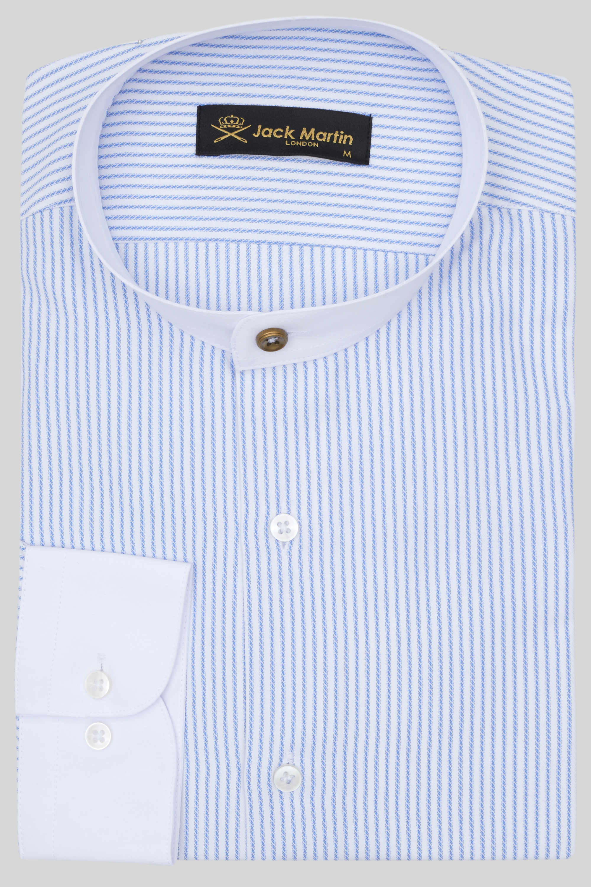 Peaky Blinders Style Blue Striped Grandad Collar Shirt Jack