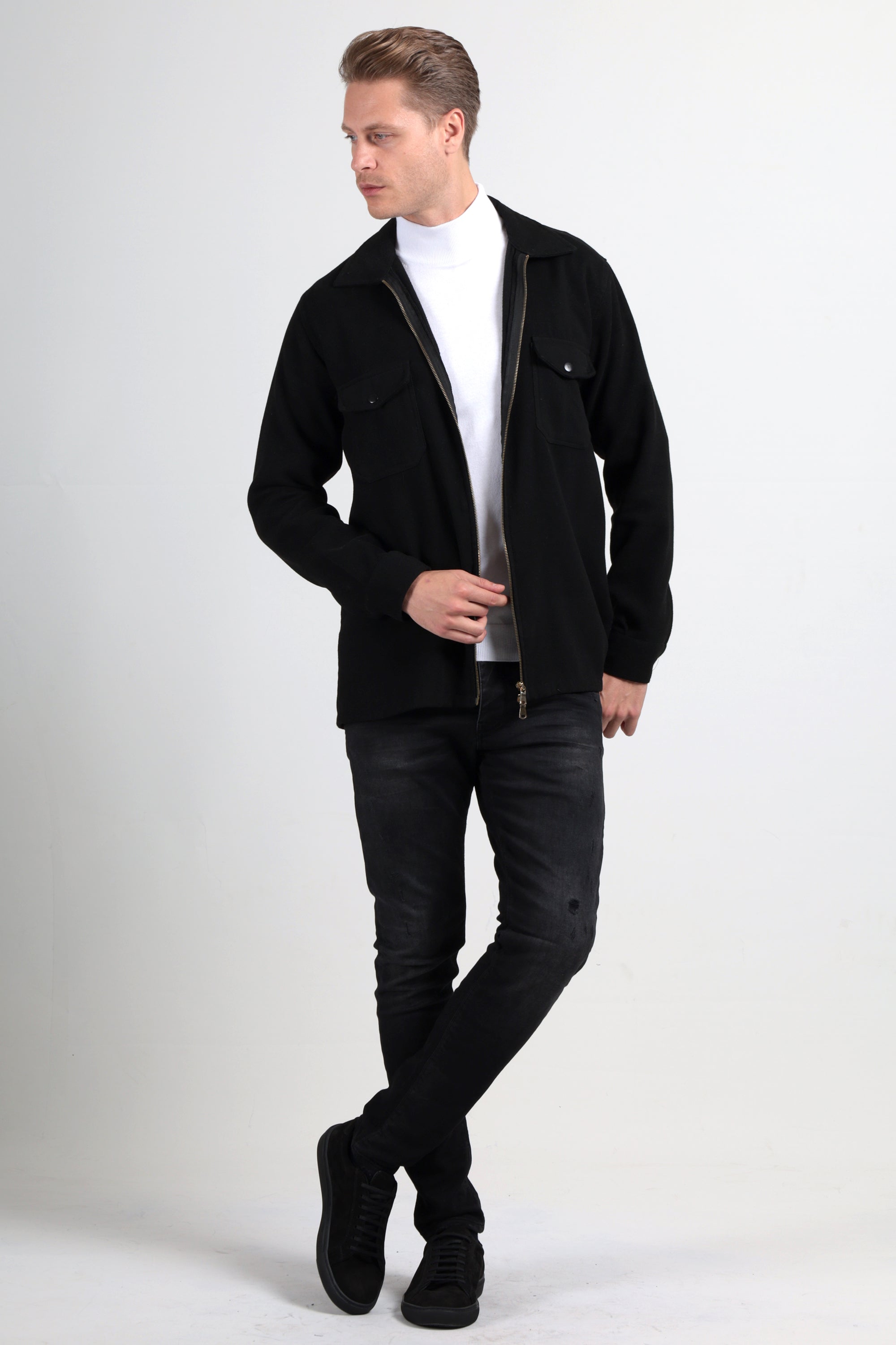 Benjamin Black Zip Up Overshirt - Main Image