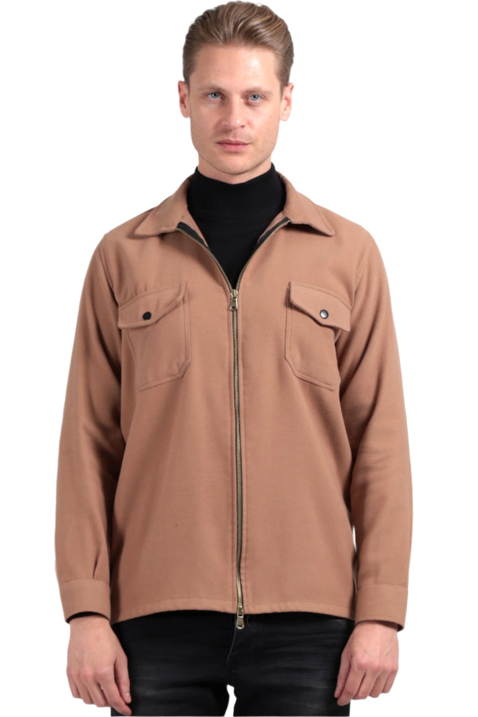 Benjamin - Tan Zip Up Overshirt - Jack Martin