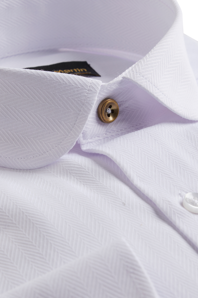 Peaky Blinders Style - White Herringbone Slim Fit Shirt - Jack Martin Menswear
