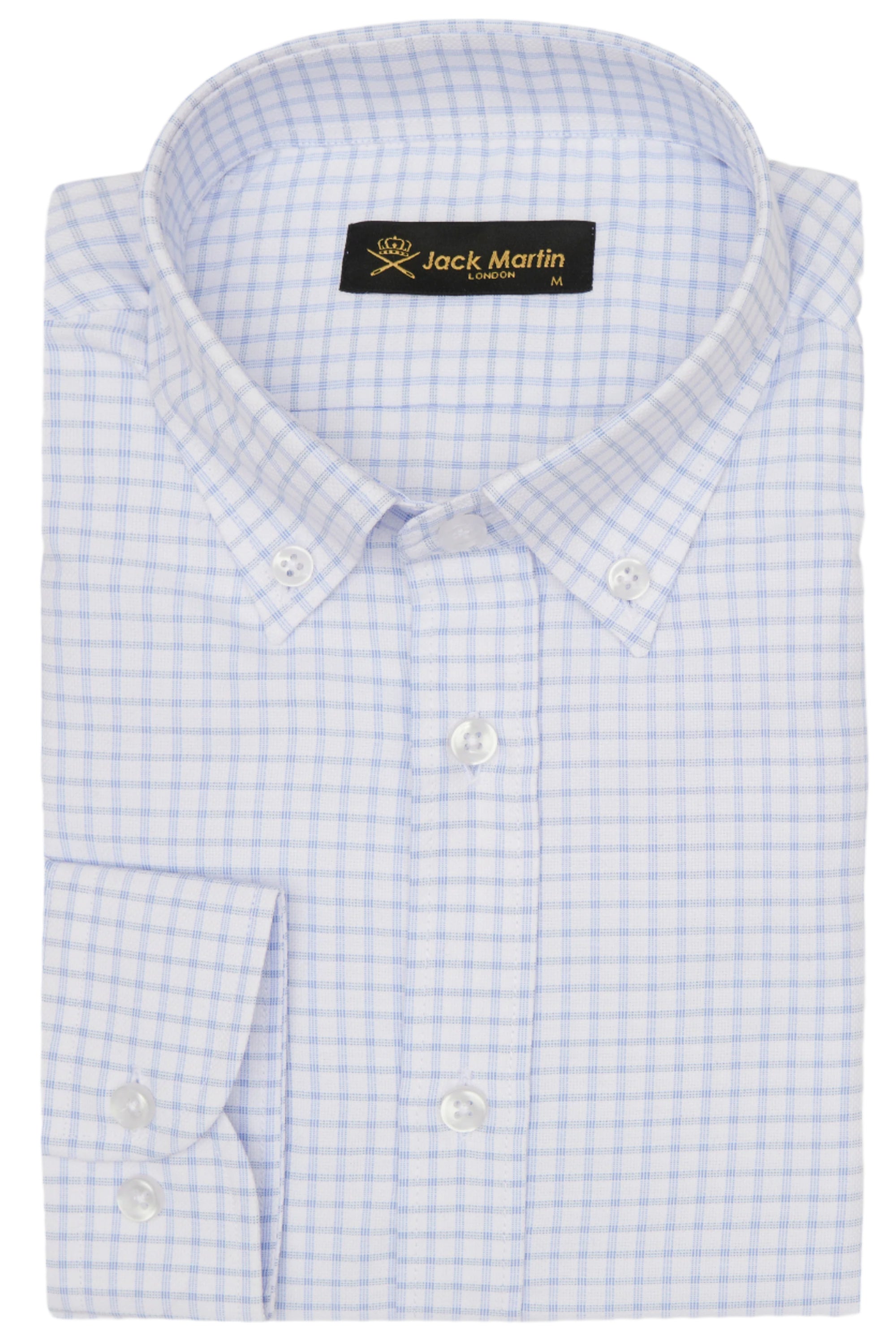 DAVID - Blue Check Oxford Button Down Casual Shirt - Jack Martin