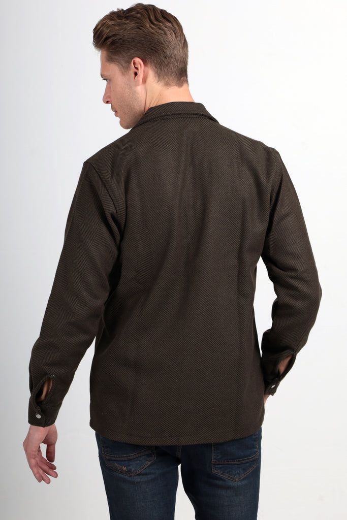 Freddie - Green Herringbone Overshirt - Jack Martin