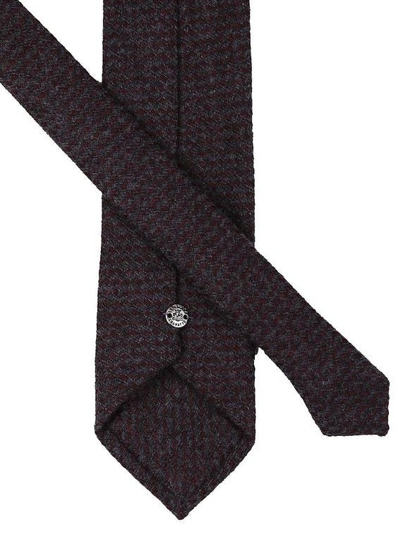 Tie & Hanky Set: Grey & Burgundy Patterned Wool Tie & Hanky - Jack Martin
