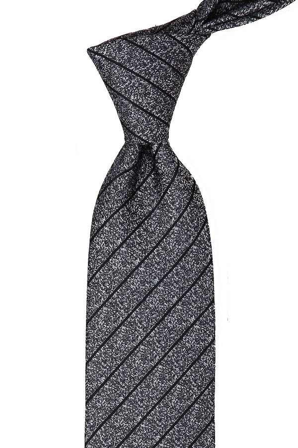 Tie & Hanky Set: Grey Textured Stripe Tie & Hanky - Jack Martin