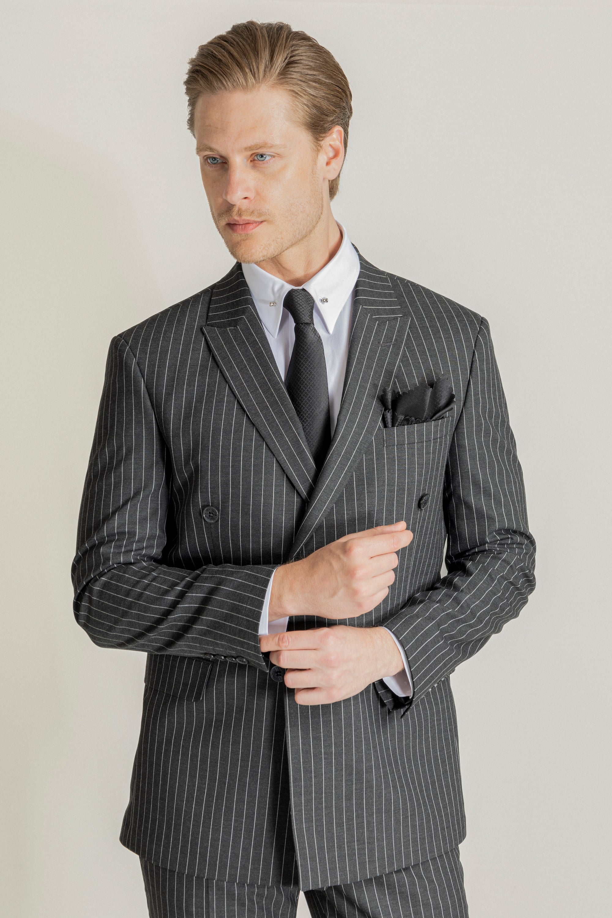 English double breasted suit top