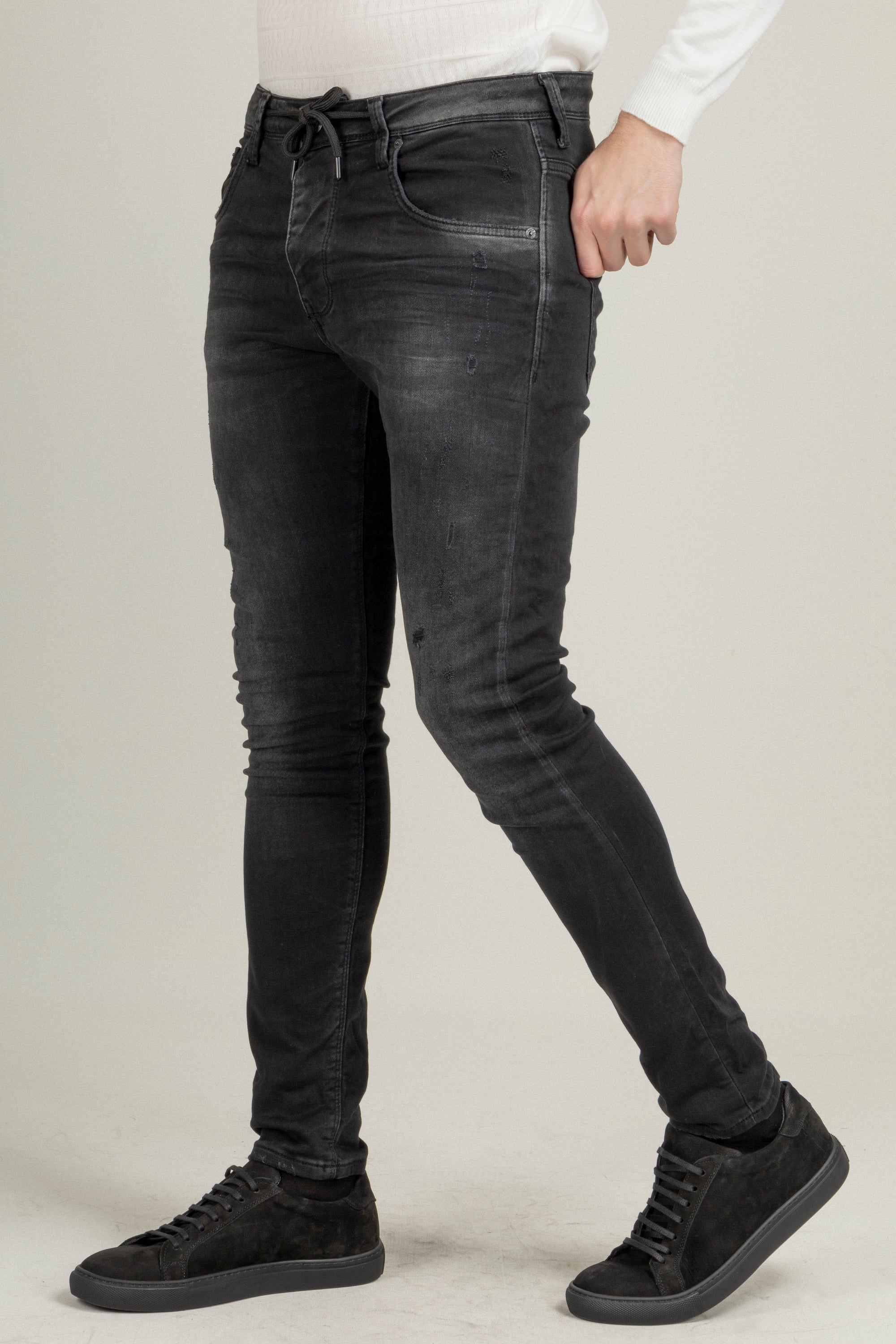 JAMES Black Nubuck Leather Smart Trainers Jack Martin