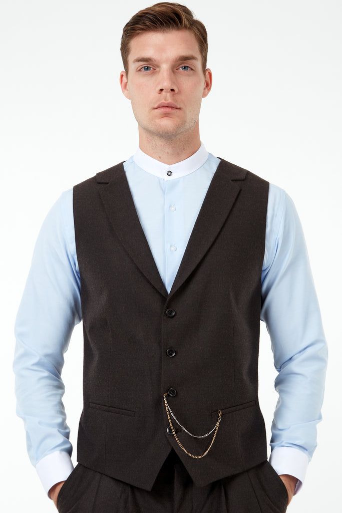LAGUNA - Brown Collared Flannel Waistcoat - Jack Martin