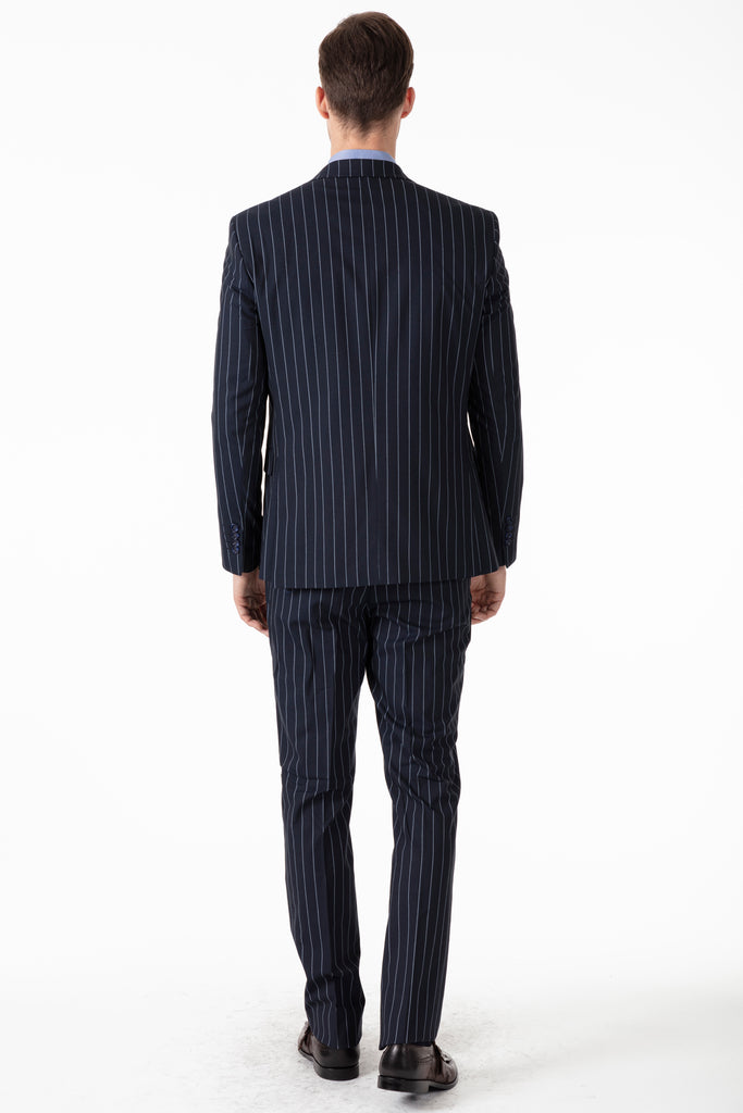 JAY - Navy Chalk Stripe 3 Piece Semi Slim Fit Suit - Jack Martin Menswear