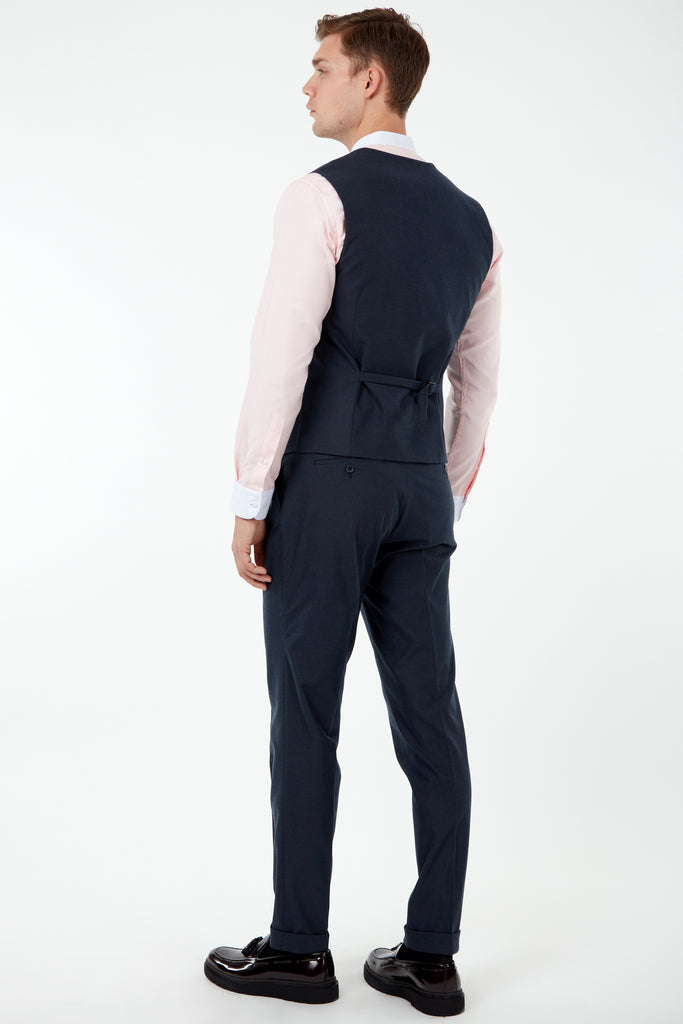 LAGUNA - Heather Navy Collared Flannel Waistcoat - Jack Martin
