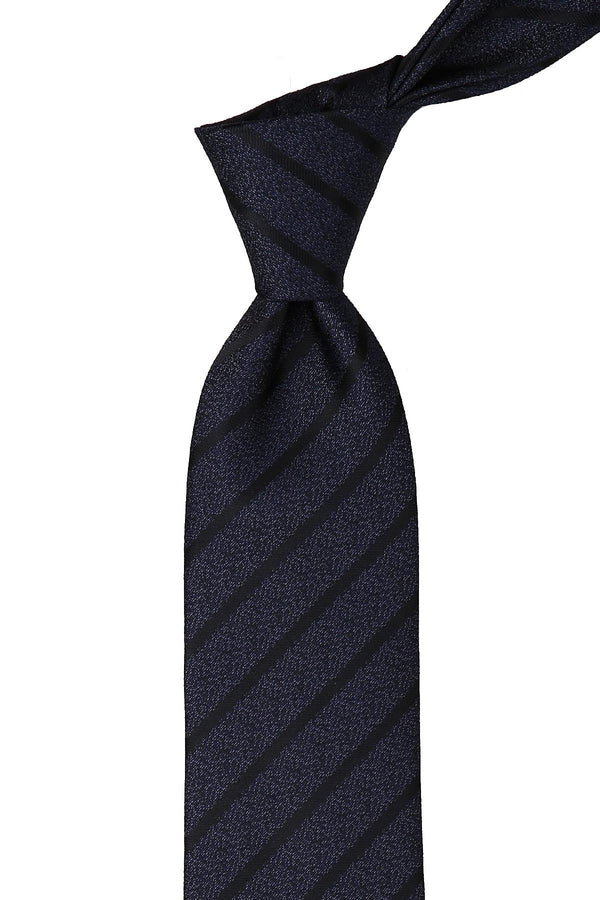 Tie & Hanky Set: Navy Two Tone Stripe Tie & Hanky - Jack Martin