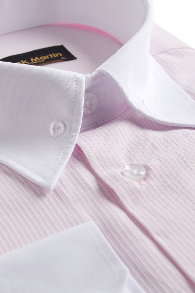 LUKE - Pink Subtle Stripe Pin Collar Shirt - Jack Martin