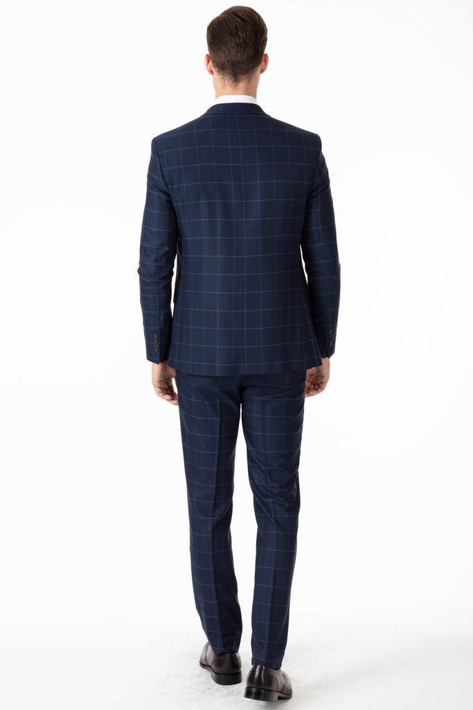 ARTHUR - Blue Check Tailored Fit 3 Piece Suit - Jack Martin Menswear