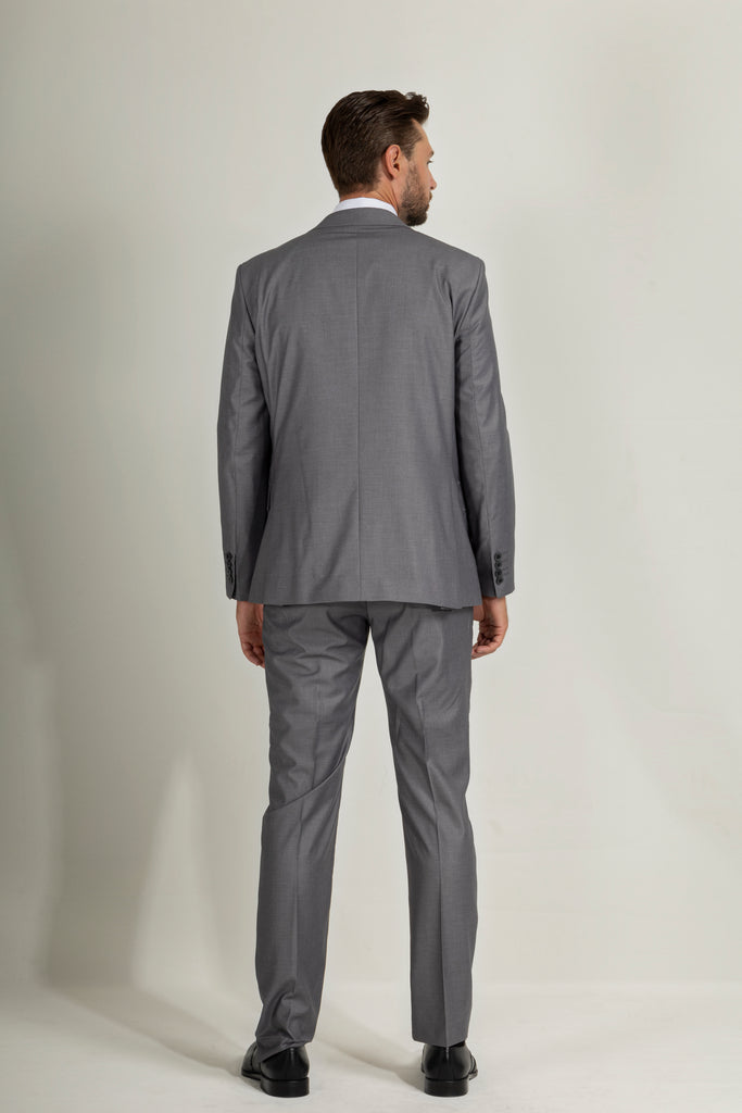 MICHAEL - Melange Grey Plain 3 Piece Suit - Jack Martin Menswear