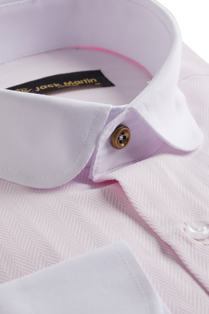 Peaky Blinders Style - Pink Herringbone Slim Fit Shirt - Jack Martin Menswear